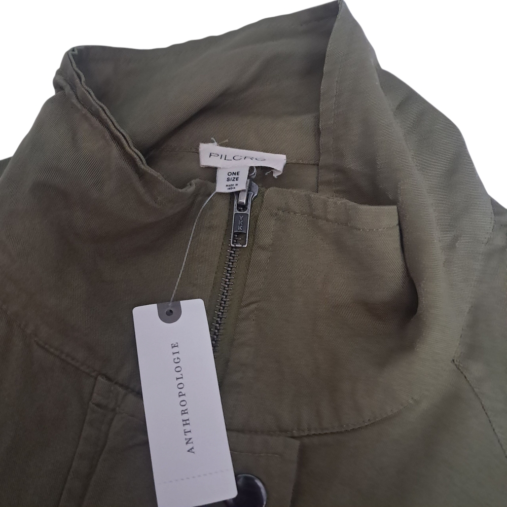 NWT Pilcro Anthropologie Jacket Womens One Size Olive Green Utility Relaxed Boho - Picture 8 of 11